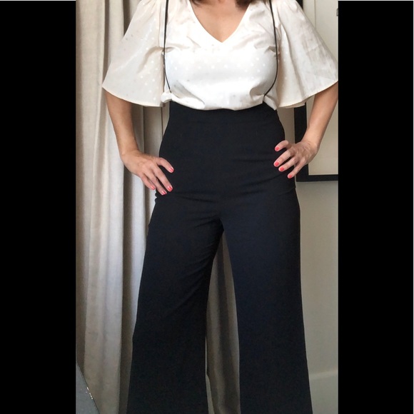 Leith Pants - Leith black wide leg dress pants with straps Sz S